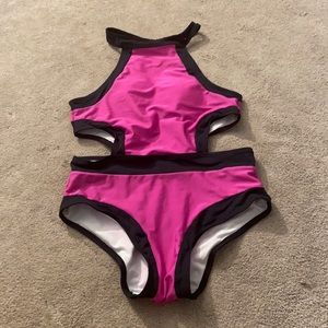 Pink cut out one piece bathing suit